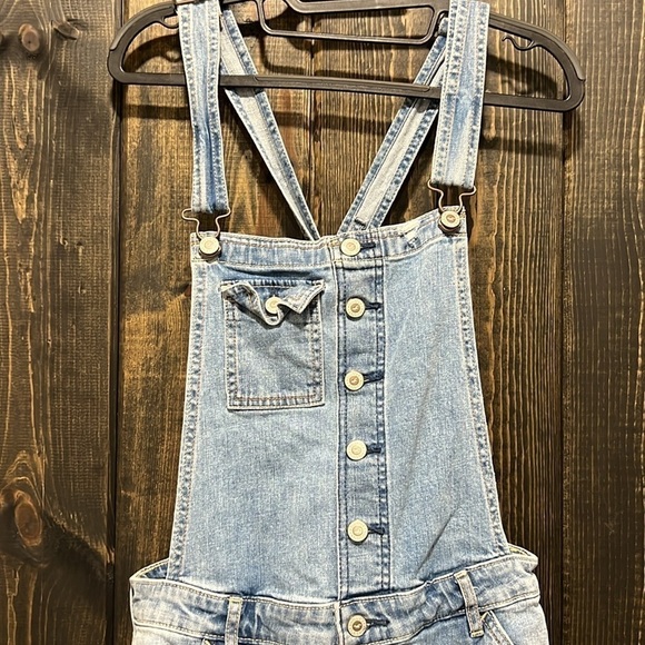 Hollister Overalls M Denim Distressed Low Rise Jeans Slouchy Pocket Vtg Inspired - Picture 3 of 13